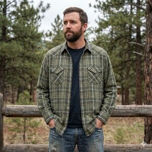 Pendleton Frontier Shirt Mens XL Plaid Western Shirt Cowboy Button Up Cotton